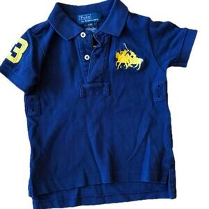 POLO RALPH LAUREN Toddler 12M Navy Blue Rugby #3 Polo BIG Pony Preppy Retro